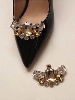 New Champagne Rhinestone Shoe Clips - Crystal Statement Shoe Accessories